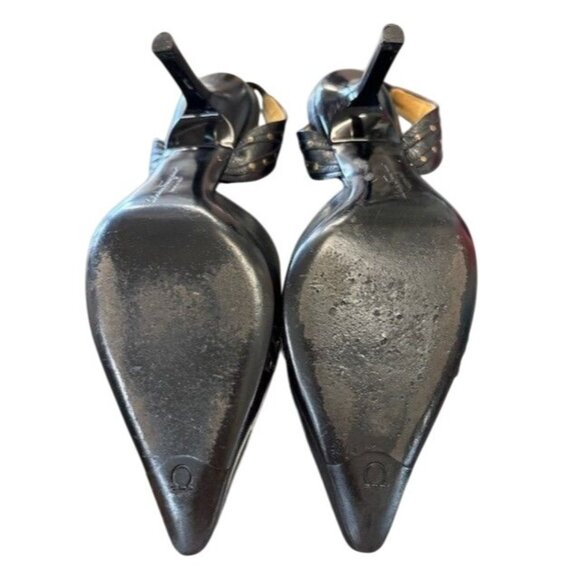 Vintage Salvatore Ferragamo Armavir Slingback Heels W/Stud Detail Pointed Toe - Picture 2 of 4